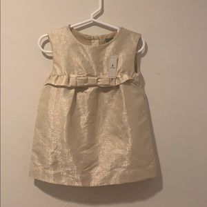 Gap holiday gold shift dress with bow